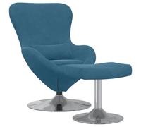 vidaXL Poltrona Ergonomica Moderna Con Sgabello Blu Grigio Tessuto Morbido Seduta Interna Design Elegante Comodo Per Leggere E Rilassarsi Perfetta Nel Soggiorno