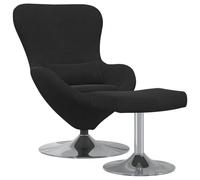 vidaXL Sedia a uovo in velluto nero di con poggiapiedi, sedia girevole, design moderno per il soggiorno, per uso interno, comoda e stilosa, poltrona singola. Lounge contemporanea rotativa.