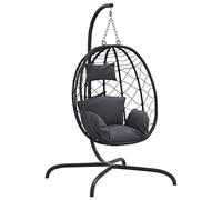 vidaXL Sedia a Uovo Sospesa con Cuscino Antracite Polyrattan e Acciaio