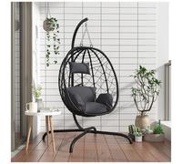 vidaXL Sedia a Uovo Sospesa con Cuscino Antracite Polyrattan e Acciaio