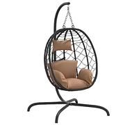 vidaXL Sedia a Uovo Sospesa con Cuscino Tortora Polyrattan e Acciaio