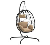 vidaXL Sedia a Uovo Sospesa con Cuscino Tortora Polyrattan e Acciaio