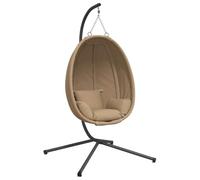 vidaXL Sedia a Uovo Sospesa con Supporto Tortora in Tessuto e Acciaio, sedia a uovo, poltrona a uovo, sedia a uovo dondolante, sedia sospesa