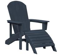 vidaXL Sedia Adirondack con Poggiapiedi Blu Navy HDPE