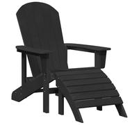 vidaXL Sedia Adirondack con Poggiapiedi Nera HDPE