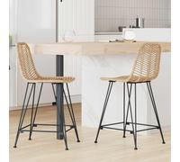 vidaXL Sedia da Bar 2 pcs Naturale 44,5 x 54,5 x 97,5 cm