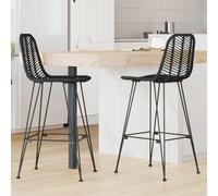 vidaXL Sedia da Bar 2 pcs Nero 44,5 x 53 x 111 cm Rattan e Ferro