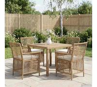 vidaXL Sedia da Esterno con Cuscino 4 pz Beige e crema polyrattan
