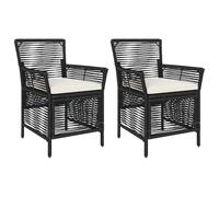 vidaXL Sedia da esterno con cuscino 2 pezzi, nero e crema rattan sintetico