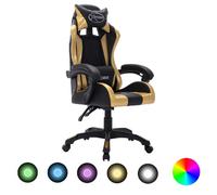 vidaXL Sedia da Gaming con Luci a LED RGB Oro e Nera in Similpelle