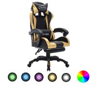 vidaXL Sedia da Gaming con Luci a LED RGB Oro e Nera in Similpelle