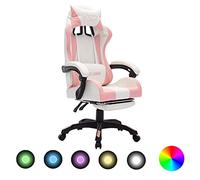 vidaXL Sedia da Gaming con Luci a LED RGB Rosa e Bianca in Similpelle