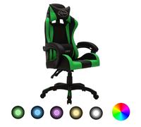 vidaXL Sedia da Gaming con Luci a LED RGB Verde e Nera in Similpelle