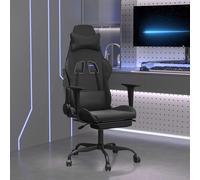 vidaXL Sedia da Gaming con Massaggio e Poggiapiedi Nera in Similpelle