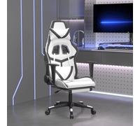 vidaXL Sedia da Gaming con Poggiapiedi Bianco e Nero in Similpelle