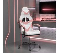vidaXL Sedia da Gaming con Poggiapiedi Bianco e Rosa in Similpelle