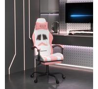 vidaXL Sedia da Gaming con Poggiapiedi Bianco e Rosa in Similpelle