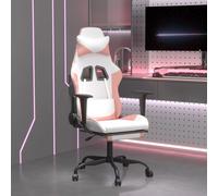 vidaXL Sedia da Gaming con Poggiapiedi Bianco e Rosa in Similpelle