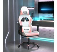 vidaXL Sedia da Gaming con Poggiapiedi Bianco e Rosa in Similpelle