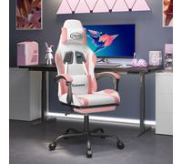 vidaXL Sedia da Gaming con Poggiapiedi Bianco e Rosa in Similpelle