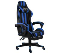 vidaXL Sedia da Gaming con Poggiapiedi Blu e Nera in Similpelle