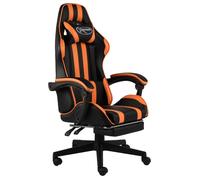 vidaXL Sedia da Gaming con Poggiapiedi Nero e Arancione in Similpelle