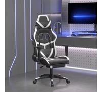 vidaXL Sedia da Gaming con Poggiapiedi Nero e Bianco in Similpelle