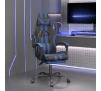 vidaXL Sedia da Gaming con Poggiapiedi Nero e Blu in Similpelle
