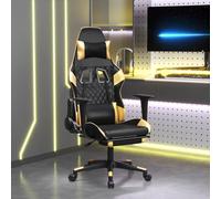 vidaXL Sedia da Gaming con Poggiapiedi Nero e Oro in Similpelle