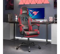 vidaXL Sedia da Gaming con Poggiapiedi Nero e Rosso in Similpelle