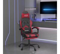 vidaXL Sedia da Gaming con Poggiapiedi Nero e Rosso Vino in Similpelle