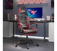 vidaXL Sedia da Gaming con Poggiapiedi Nero e Rosso Vino in Similpelle