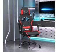 vidaXL Sedia da Gaming con Poggiapiedi Rosso e Nero in Tessuto