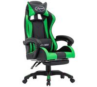 VIDAXL - Sedia Da Gaming Con Poggiapiedi Verde E Nera In Similpelle