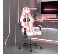 vidaXL Sedia da Gaming Girevole Bianco e Rosa in Similpelle