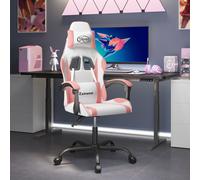 vidaXL Sedia da Gaming Girevole Bianco e Rosa in Similpelle