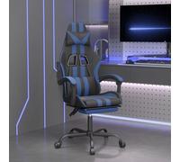 vidaXL Sedia da Gaming Girevole con Poggiapiedi Nero e Blu Similpelle