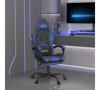 vidaXL Sedia da Gaming Girevole con Poggiapiedi Nero e Blu Similpelle