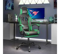 vidaXL Sedia da Gaming Girevole con Poggiapiedi Nero Verde Similpelle