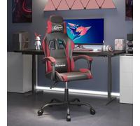 vidaXL Sedia da Gaming Girevole Nero e Rosso Vino in Similpelle