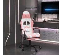 vidaXL Sedia da Gaming Girevole Poggiapiedi Bianca e Rosa Similpelle