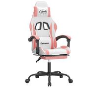 vidaXL Sedia da Gaming Girevole Poggiapiedi Bianca e Rosa Similpelle