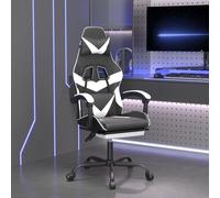 vidaXL Sedia da Gaming Girevole Poggiapiedi Nero e Bianco Similpelle