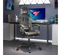 vidaXL Sedia da Gaming Girevole Poggiapiedi Nero e Mimetico Similpelle