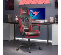 vidaXL Sedia da Gaming Girevole Poggiapiedi Nero e Rosso Similpelle