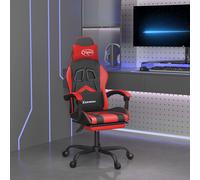 vidaXL Sedia da Gaming Girevole Poggiapiedi Nero e Rosso Similpelle