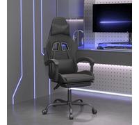vidaXL Sedia da Gaming Girevole Poggiapiedi Nero in Similpelle