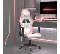 vidaXL Sedia da Gaming Massaggiante Bianco e Rosa in Similpelle