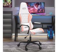 vidaXL Sedia da Gaming Massaggiante Bianco e Rosa in Similpelle