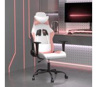 vidaXL Sedia da Gaming Massaggiante Bianco e Rosa in Similpelle